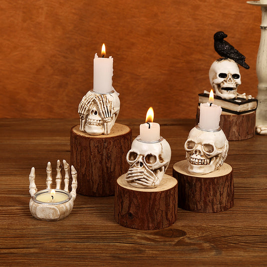 See No Evil, Hear No Evil, Speak No Evil – Skeleton Hand Candle Holders Set (Tealights Not Included)