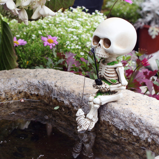 Skull Fishing Resin Ornament