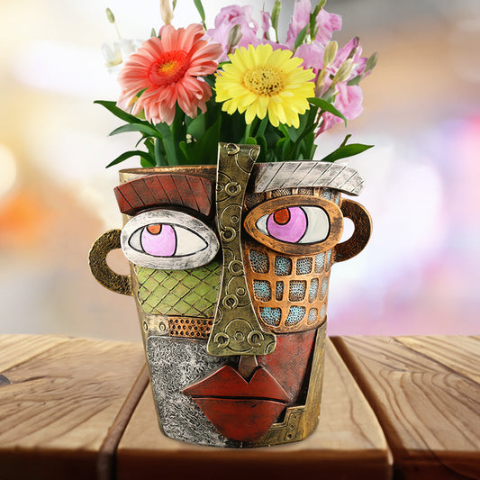 Vintage Style Abstract Face Planter & Decorative Sculpture (No Plants Included)