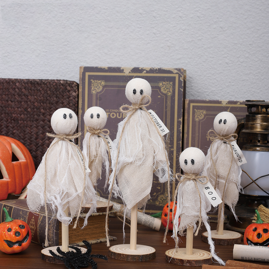 Wooden Halloween Ghost Decor Set  (3-Piece)