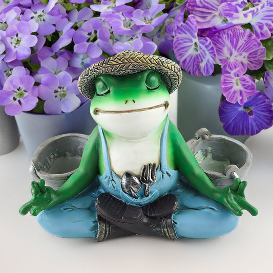 Zen Frog Resin Planter Decoration ( Plant Not Included )