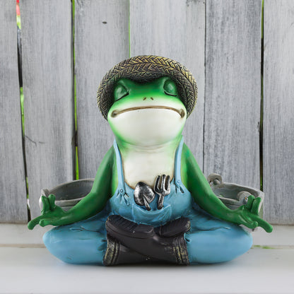 Zen Frog Resin Planter Decoration ( Plant Not Included )